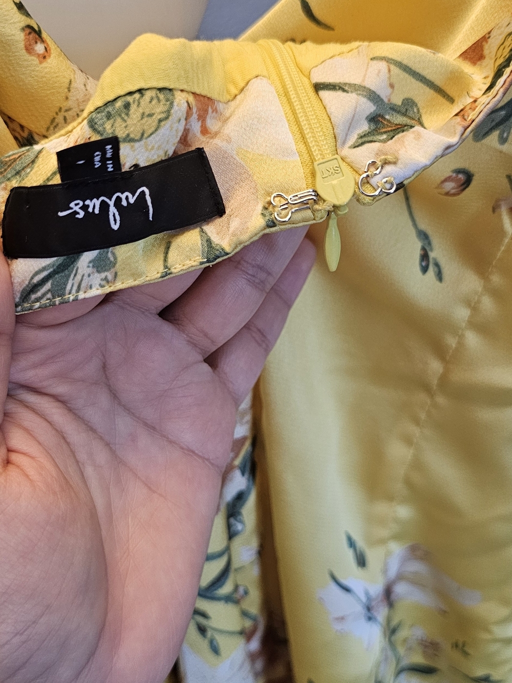 Lulu's Yellow Floral Cowl Midi Slip Dress - Picture 7 of 9